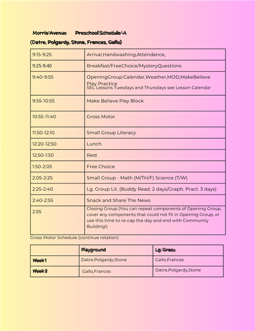 Class Schedule